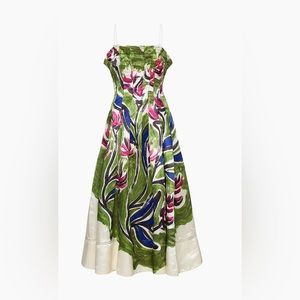 Aje Paradiso floral  cinch waist midi dress 6=2US